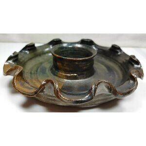 Vintage Bogdanowitz Pottery Food Safe Sculpted Edge Good Baking Round Bowl